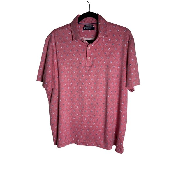 Cremieux Classics 100% Supima Cotton Golf-Leisure Red Polo W/Blue Design - XL - Picture 1 of 12